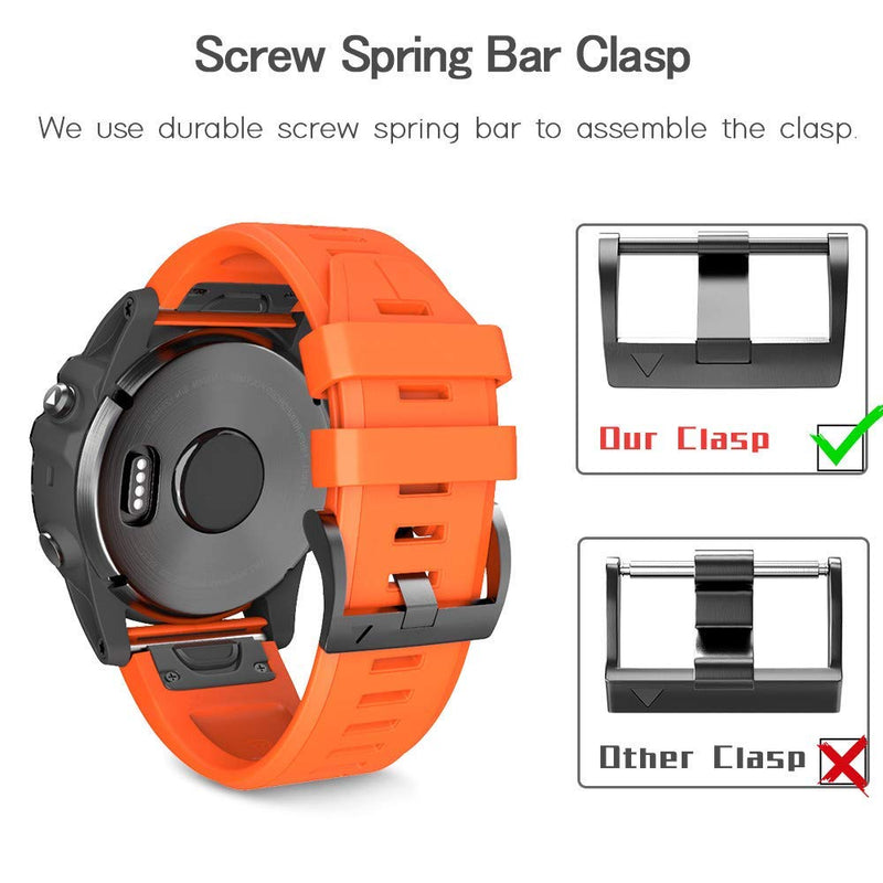 [Australia - AusPower] - NotoCity Compatible with Fenix 5 Plus Watch Band Replacement Silicone Watch Strap for Fenix 5/Fenix 6/Fenix 6 Pro/Fenix 7/Forerunner 935/945/Approach S60/Quatix 5/epix Smartwatch (Orange) Orange 