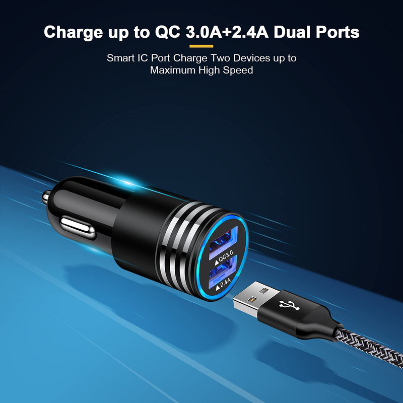 [Australia - AusPower] - Car Charger Fast Charge, 5.4A USB Car Charger Adapter Plug Rapid Cigarette Lighter USB Charger for iPhone 12/12 Pro Max/11/11 Pro/SE/XR/X/8,Samsung Galaxy S21/S20/S10/Note 20 10 9,Android Phone 