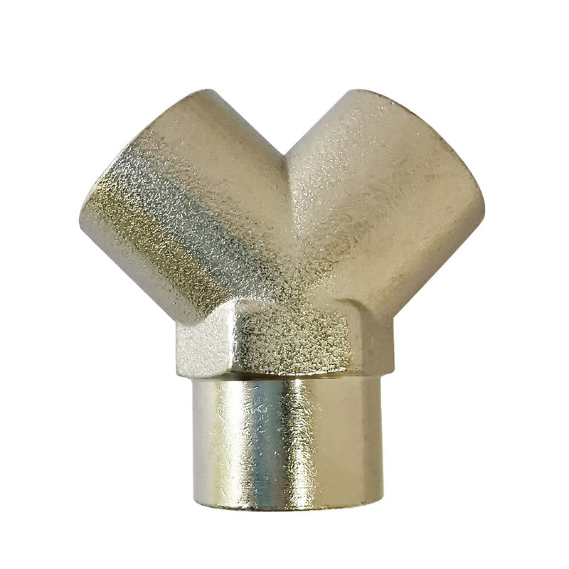 [Australia - AusPower] - Pysrych Brass Nickel Plated Pipe Fitting Wye Tee 3 ways Connector 3/8" NPT Female x 3/8" NPT Female x 3/8" NPT Female, Pack of 2 3/8" FNPT x 3/8" FNPT x 3/8" FNPT Female x Female x Female Tee 