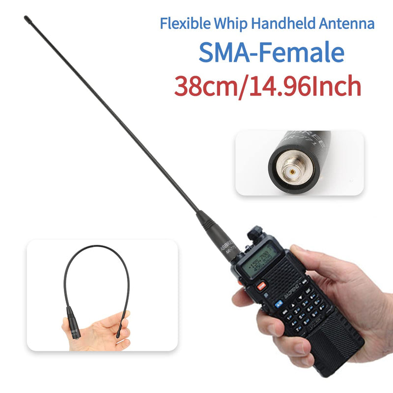 [Australia - AusPower] - ABBREE AR-771 14.96Inch SMA-Female Dual Band Flexible Whip Handheld Antenna for Baofeng UV-5R BF-F8HP BF-F8TD,BF-F8GP,UV-82HP,UV-82 BF-888S TIDRADIO H6 TD-F6 Kenwood Two Way Radio 