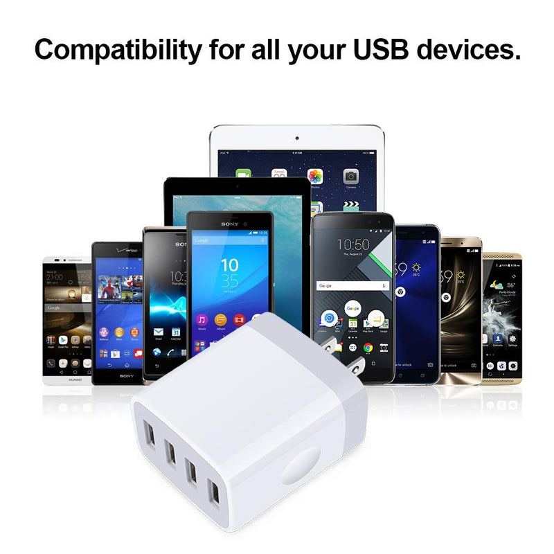 [Australia - AusPower] - Fast Charge Wall Charger,Sicodo High Speed 4.8A Charger Cube Brick Base Compatible with iPhone 11/ X/8/7/6s/Plus,iPad Pro/Air 2/Mini, LG, Nexus, HTC, Samsung GalaxyS10/S9/S8/ S7/S6/Plus, Note, Nexus White+Black 