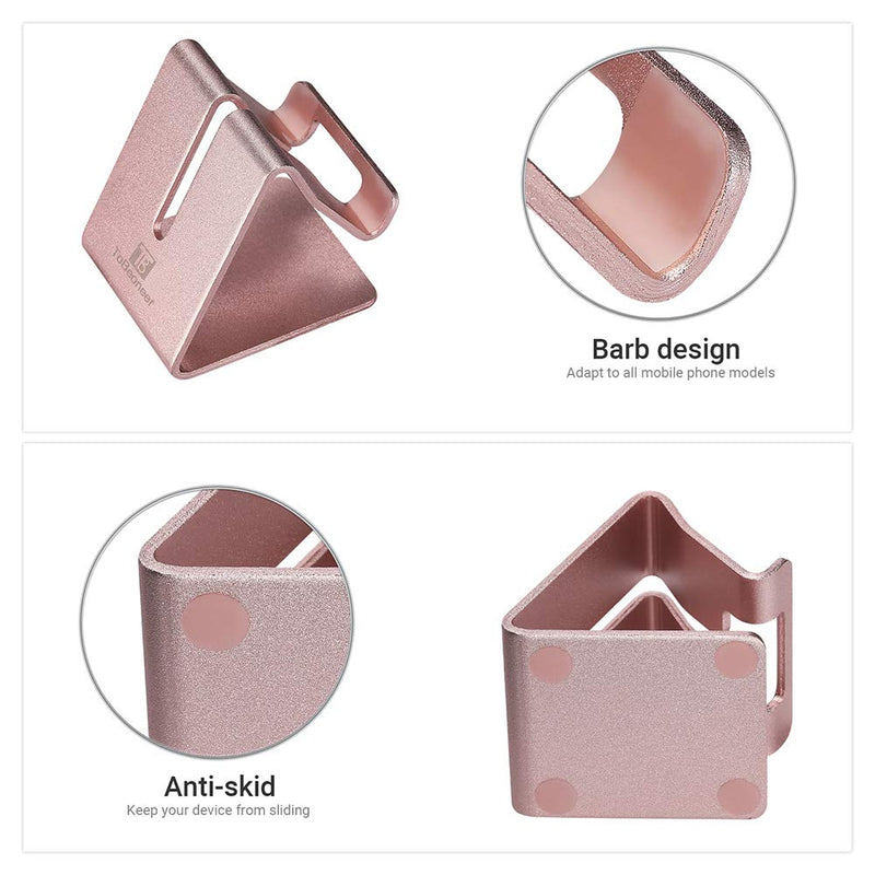 [Australia - AusPower] - Cell Phone Stand Holder - ToBeoneer Aluminum Desktop Solid Portable Universal Desk Stand Compatible with All Mobile Smart Phone Huawei iPhone X 8 7 6 Plus 5 Ipad Mini Tablet Office Decor (Rose Gold) Rose Gold 
