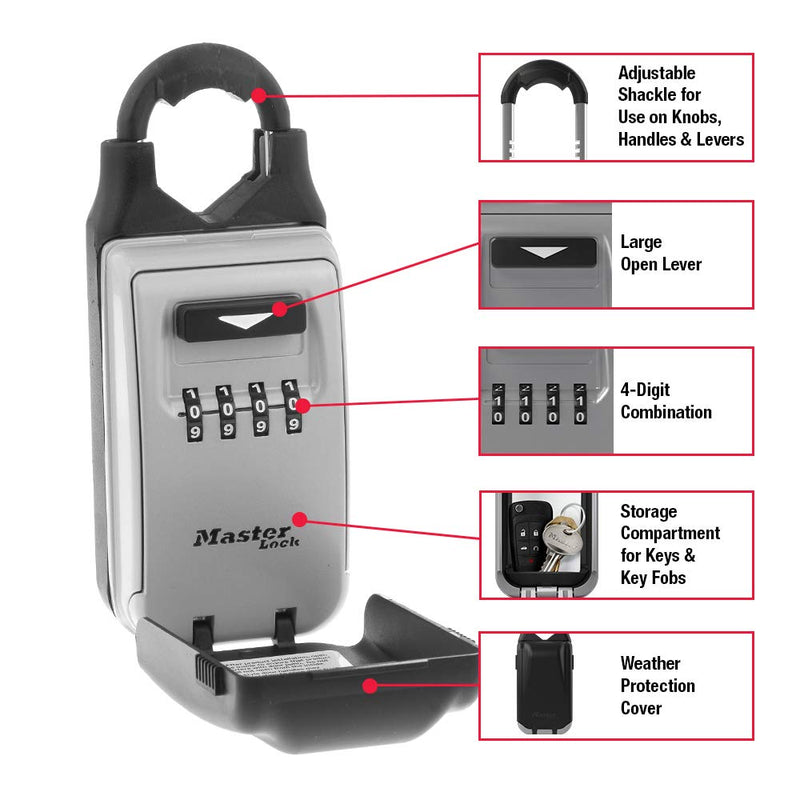 [Australia - AusPower] - Master Lock 5420D Set Your Own Combination Portable Lock Box with Adjustable Shackle, 6 Key Capacity Key Lock Box 