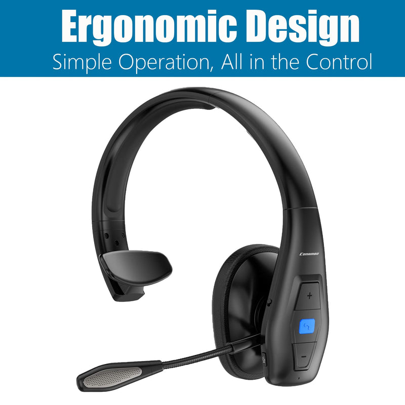 [Australia - AusPower] - Trucker Bluetooth Headset V5.1, CVC8.0 Dual Microphone Noise Cancelling & 35Hrs HD Talktime Hands-Free Wireless Headset, Bluetooth Headphones with Mute Button for Cell Phones Business Home Driver 