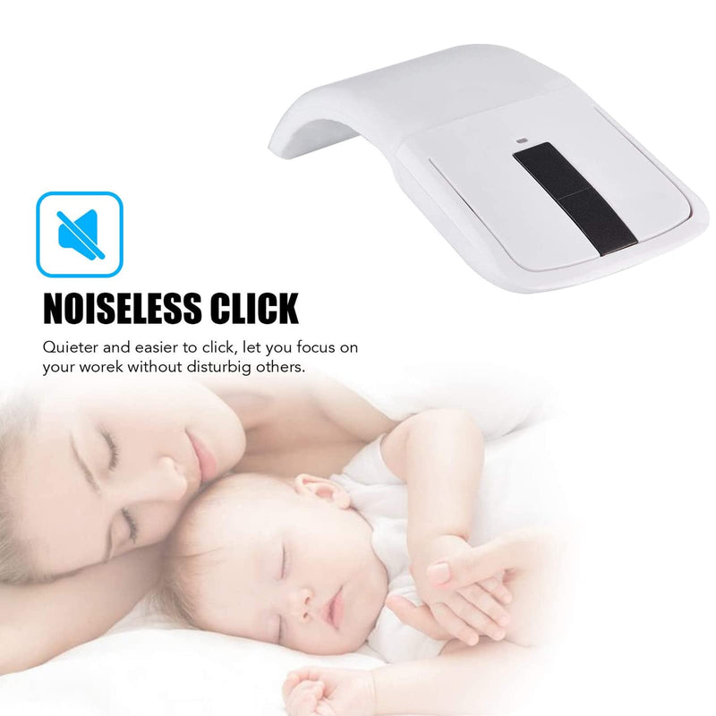 [Australia - AusPower] - 143 Wireless Mouse Folding Mouse Touch Mouse USB Mouse for Microsoft Mouse, Photoelectricity + Touch Scroll, Arc Mouse Mice with USB Receiver for PC/Laptop/MacBook/Smart TV(White) 