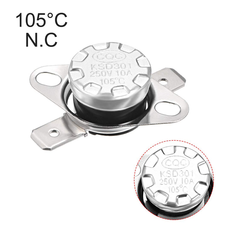 [Australia - AusPower] - uxcell KSD301 Thermostat 105°C/221°F 10A Normally Closed N.C Adjust Snap Disc Temperature Switch 5pcs 