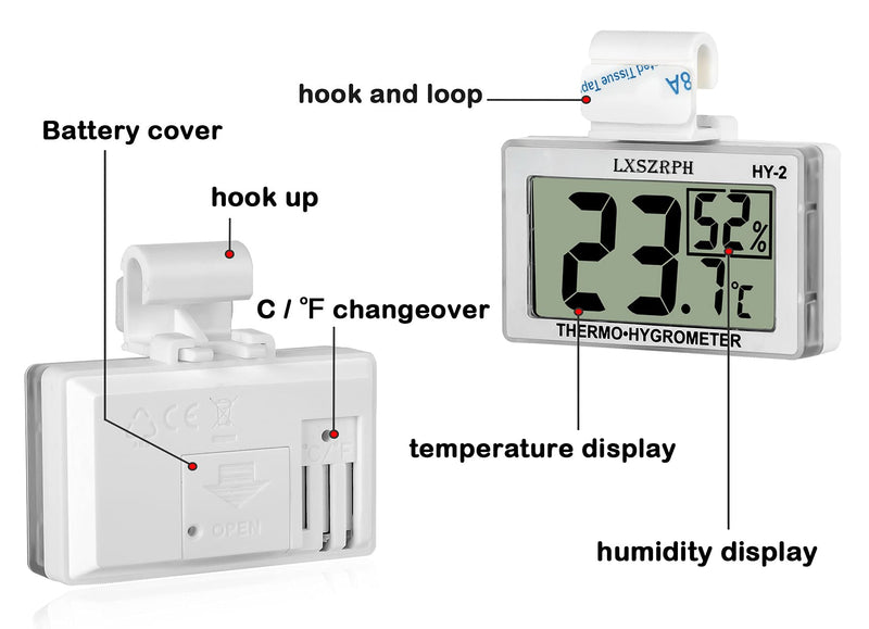 [Australia - AusPower] - GXSTWU Reptile Hygrometer Thermometer LCD Display Digital Reptile Tank Hygrometer Thermometer with Hook Temperature Humidity Meter Gauge for Reptile Tanks, Terrariums, Vivarium 2 packs 