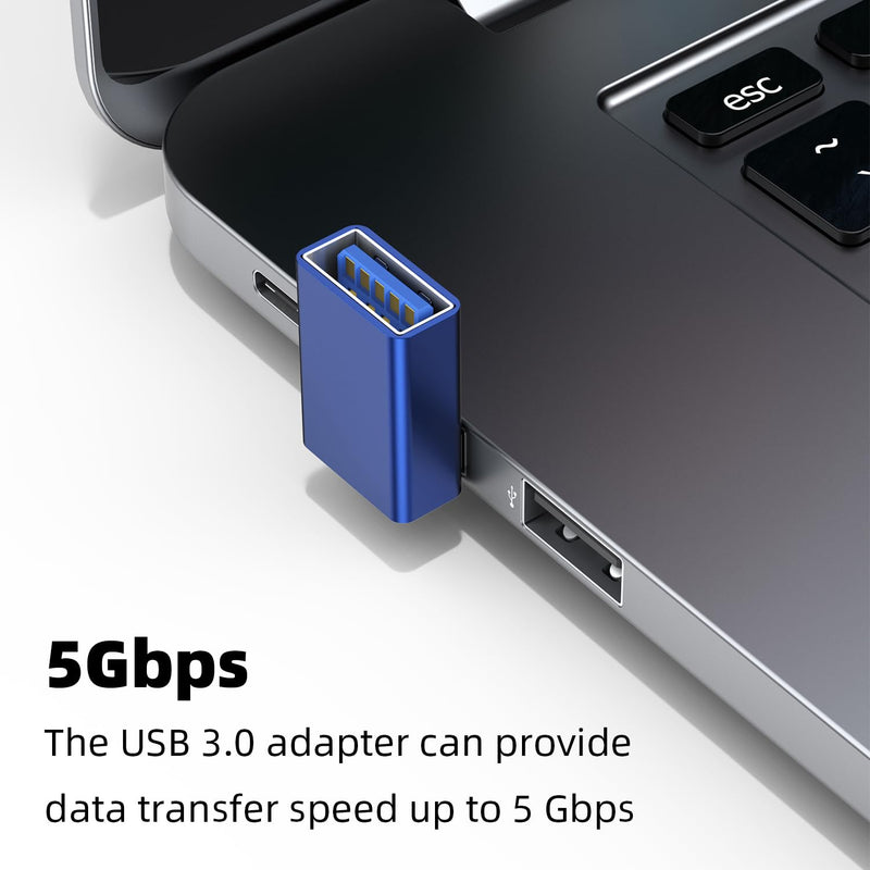 [Australia - AusPower] - AreMe 90 Degree USB 3.0 Adapter 2 Pack, Up and Down Angle USB A Male to Female Converter Extender for PC, Laptop, USB A Charger, Power Bank and More (Blue) Up/Down Blue 