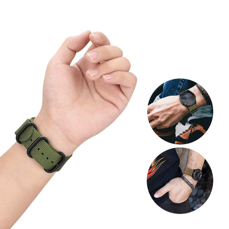 [Australia - AusPower] - Yeejok 22mm Smartwatch Bands Compatible for Fossil Men's Gen 6/5E 44mm, Gen 5 LTE Carlyle Garrett/Women's Julianna/Gen 4 Explorist HR, Mesh Metal Bracelet&Nylon Strap-Black+Olive Green Black & Olive Green 