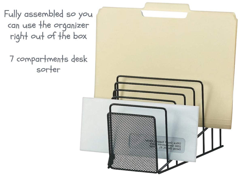 [Australia - AusPower] - 1InTheOffice Incline Desktop File Sorter, Black Wire Mesh Step Sorter 
