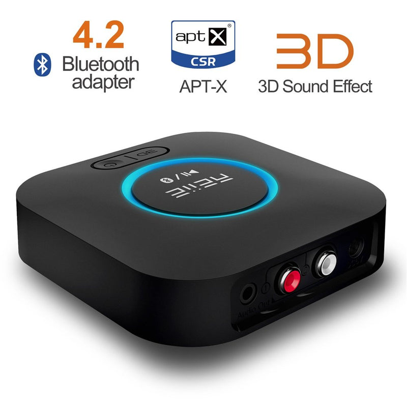 [Australia - AusPower] - Audio Bluetooth Receiver,HiFi Wireless Audio Adapter,Bluetooth 4.2 Receiver with 3D Surround AptX Low Latency for Home and Car Music Stereo Streaming (Pair 2 at Once) 