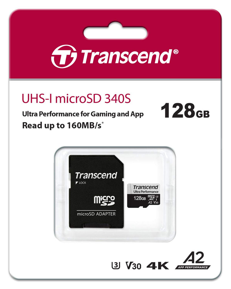 [Australia - AusPower] - Transcend 128GB microSDXC 340S High Performance Memory Card UHS- I, U3, V30, A2, 4K, Full HD - TS128GUSD340S 