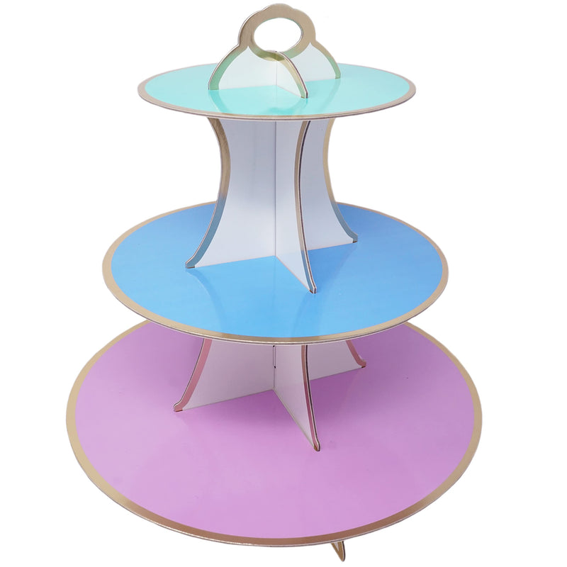 [Australia - AusPower] - 3-Tier Dessert & Cupcake Decorative Serving Tray Stand for Birthdays and All Themed Parties & Events, 2 Serving Towers Per Pack (Pastel Rainbow) Pastel Rainbow 