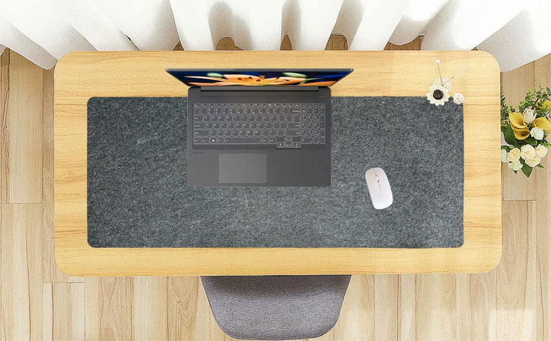 [Australia - AusPower] - DAWNTREES Large Felt Desk Pad , 40''x16'' Full Desk Mouse Pad, Desk Pad for Keyboard ,Computer Mat for Desk ,100X40cm Felt Desk Mat for Desk Pad Protector 100x40cm Dark Grey 