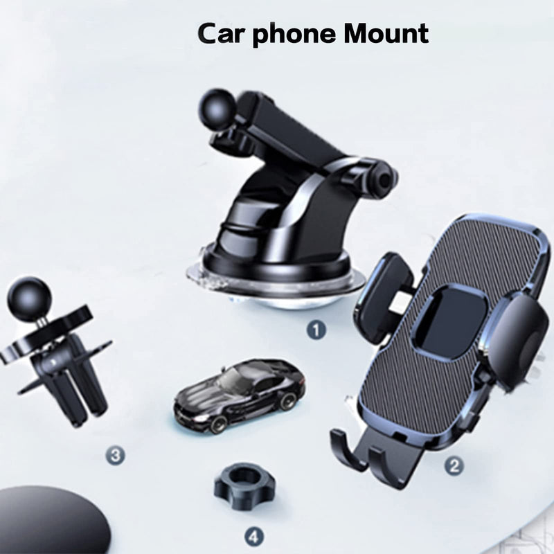 [Australia - AusPower] - GIGIVOSHA Upgraded Phone Mount for car - car Phone Holder Suitable for Dashboard Windshield Vents Long arm Strong Compatible with iPhone 13 Series/iPhone 12 series/11 / 1 Pro Max/XR/Samsung, etc. Black 