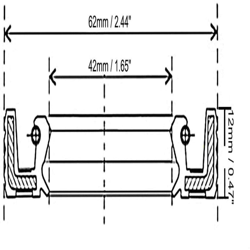 [Australia - AusPower] - Othmro 1Pcs Shaft Oil Seal,42x62x12mm Nitrile Rubber Cover Double Lip with Spring for Bearing Shaft,Black 42mmx62mmx12mm 