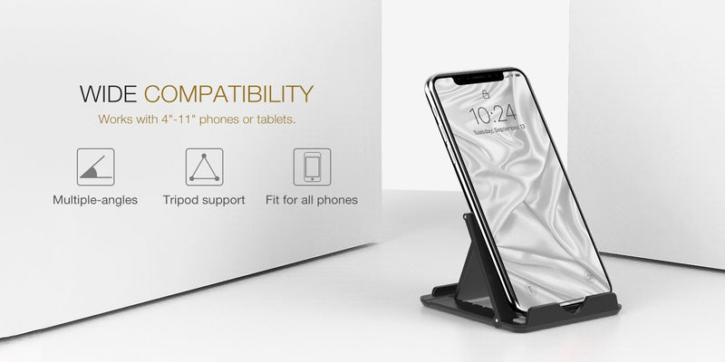 [Australia - AusPower] - MoKo [2 Pack Phone/Tablet Stand, Foldable Desktop Holder for 4-11" Devices, Fit with iPhone 13 Pro Max/13, iPhone 12/12 pro Max/11/Xs Max, iPad Air 4/Mini 6 2021, iPad 9th 10.2, Galaxy S20, Black 