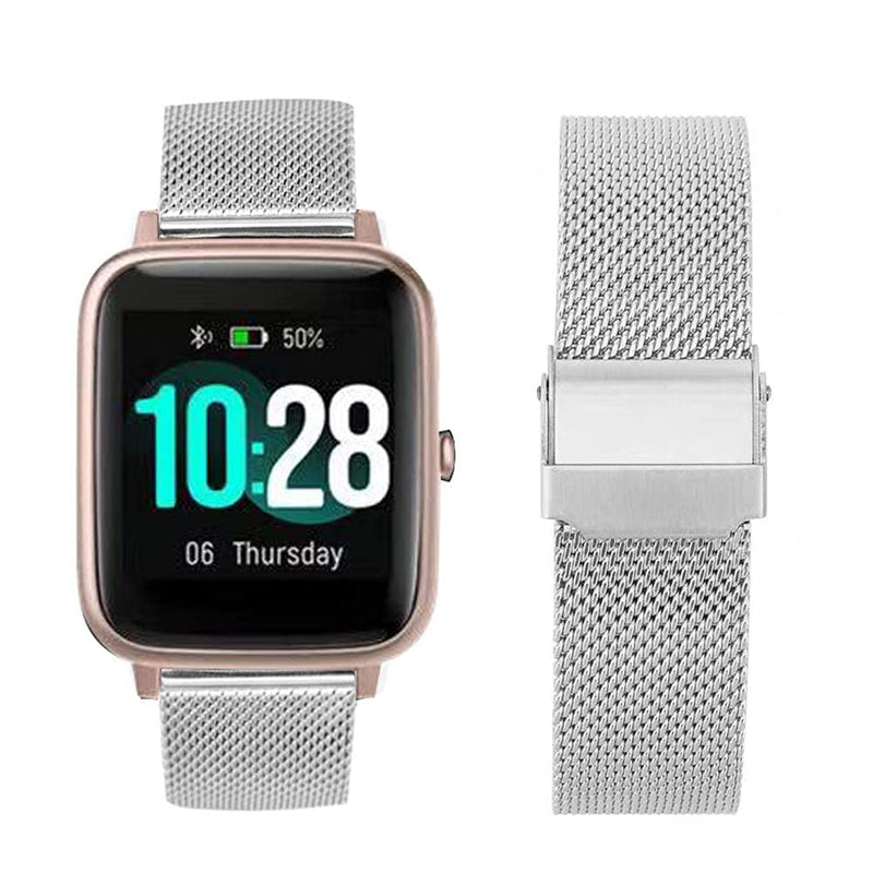 [Australia - AusPower] - 19mm ID205L Veryfitpro Smart Watch Bands, ViCRiOR Quick Release Mesh Woven Stainless Steel Replacement Bracelet Bands Strap Wrist Band for ID205L , ID205G ID205 ID205U ID205S, Silver 