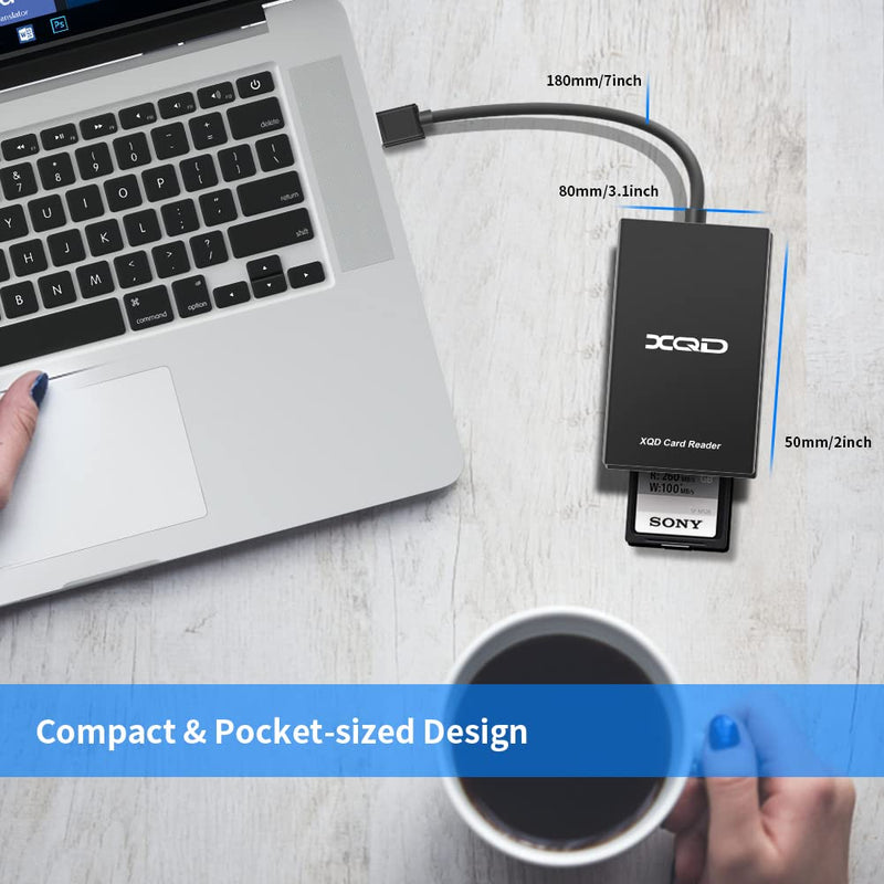 [Australia - AusPower] - XQD Card Reader, USB 3.0 XQD SD Card Reader Sony XQD Reader 2 in 1 Memory Card Reader 5Gpbs Super Speed Compatible with Sony G/M Series, Lexar 2933x/1400x USB Mark XQD Card, SD/SDHC Card for Wins/Mac Black-A 