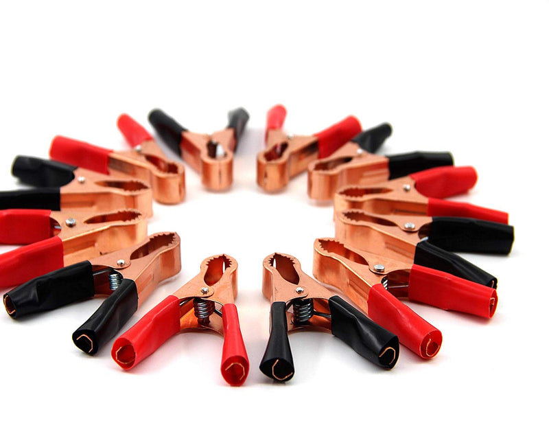 [Australia - AusPower] - 12PCS 50A Insulated Alligator Clips, Black & Red Durable Heavy Duty Clamps, Boot Metal Spring Loaded Truck Car Battery Electric Test Clips Lead Probe Battery Clamps 