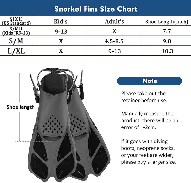 [Australia - AusPower] - Sugaroom Swim Fins Open Heel, Adjustable Snorkel Fins Diving Fins with Mesh Bag, Snorkeling Gear Flippers Travel Size Short Flippers for Lap Swimming Scuba Dive Adult Men Women Kids Black Kids JR 9-13 S/MD 