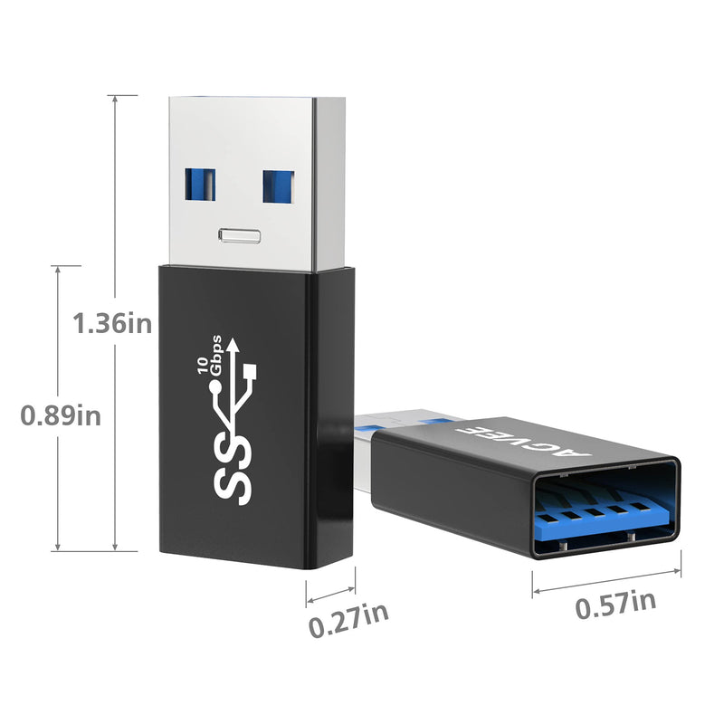 [Australia - AusPower] - AGVEE [4 Pack] USB-A 3.0 Female to USB-A 3.0 Male Adapter, USB 3.0 Converter Coupler Extension Extender Connector, Black 