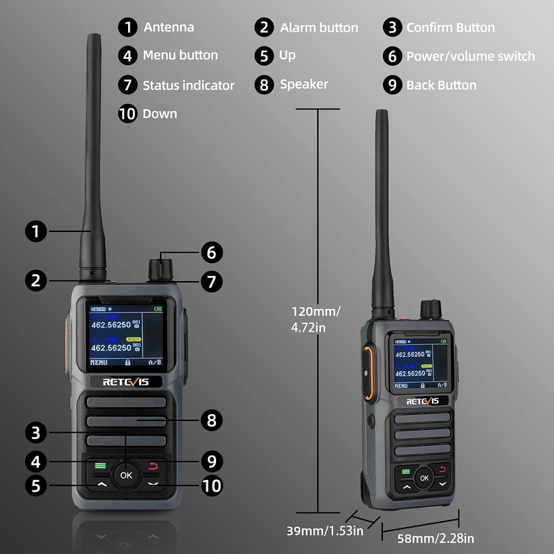 [Australia - AusPower] - Retevis RB17P GMRS Radio,Long Range Two Way Radio Rechargeable,2200mAh SOS Siren NOAA Scanning & Receiving, Handheld Walkie Talkies for Adults(1 Pack) 