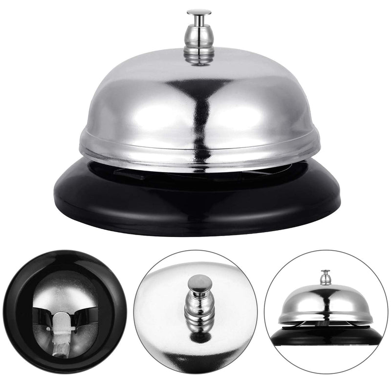 [Australia - AusPower] - Desk Service Dinner Bell Metal Construction Call Bell and Double-Side No Receptionist Sign Please Ring Bell Sign for Service Assistance for Hotels Schools Restaurants Reception Areas (Sliver Bell) Sliver Bell 