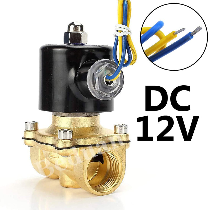 [Australia - AusPower] - Beduan Brass Electric Solenoid Valve, 1/2" 12V Air Valve Normally Colsed for Water Air Gas Fuel Oil 1/2"-12V 