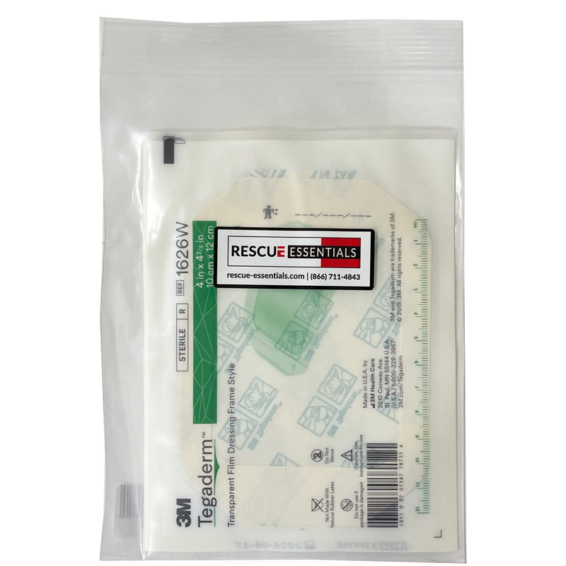 [Australia - AusPower] - Rescue Essentials - 3M Tegaderm Transparent Film Dressing - 4" x 4 3/4" - Pack of 10, White, Green 