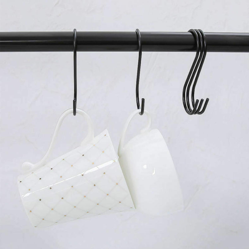 [Australia - AusPower] - Dreecy 10 Pack Heavy Duty S Hooks Black S Shaped Hooks, Metal Iron Hanging Hangers Hooks for Kitchen, Bathroom, Bedroom and Office: Pan, Pot, Coat, Bag, Plants,Jeans (10 Pack/S Hook/Black/2.4 inch) 10pack (back) 