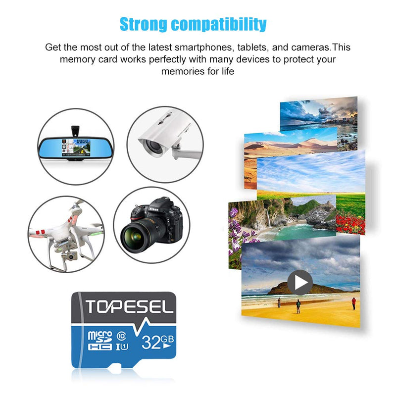 [Australia - AusPower] - TOPESEL 32GB Micro SD Card 2 Pack Memory Cards Micro SDHC UHS-I TF Card Class 10 for Camera/Drone/Dash Cam(2 Pack U1 32GB) 2pack 