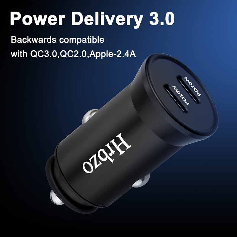 [Australia - AusPower] - Hrbzo Dual Port Car Charger USB-C for iPhone 20W PD Super Fast Power Supply Full Metal Car Charger Adapter for iPhone Mini Cigarette Lighter Accessories Type-C Charger Compatible with iPhone 13/12 