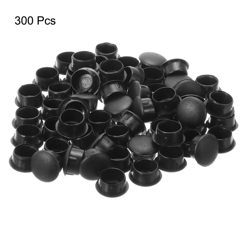 [Australia - AusPower] - uxcell 300Pcs Screw Hole Plugs, 14mm(9/16") Dia Plastic Snap in Shelf Button Flush Type Caps for Furniture Cabinet Cupboard, Black 