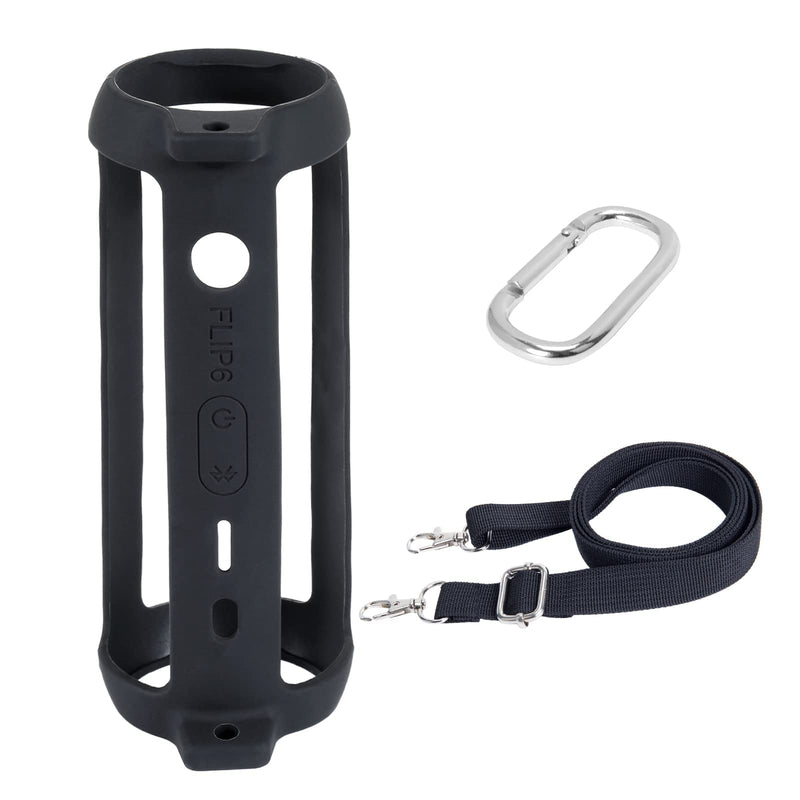 [Australia - AusPower] - co2CREA Soft Silicone Case Replacement for JBL Flip 6 Portable Bluetooth Speaker (Black Case) Black Case 