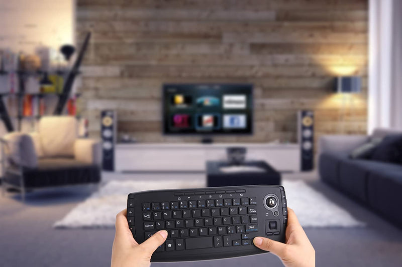 [Australia - AusPower] - Fonicer Multimedia 2.4Ghz Wireless Mini Keyboard with Trackball Mouse Scroll Wheel for PCMacAndroid Tv Box, Remote Controller,X Structure, Black 