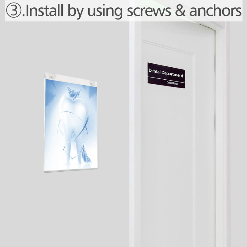 [Australia - AusPower] - NIUBEE 5x7 Acrylic Wall Sign Holder Vertical, Clear Plastic Ads Frame for Paper, Bonus with 3M Tape and Mounting Screws(6 Pack) 5×7 