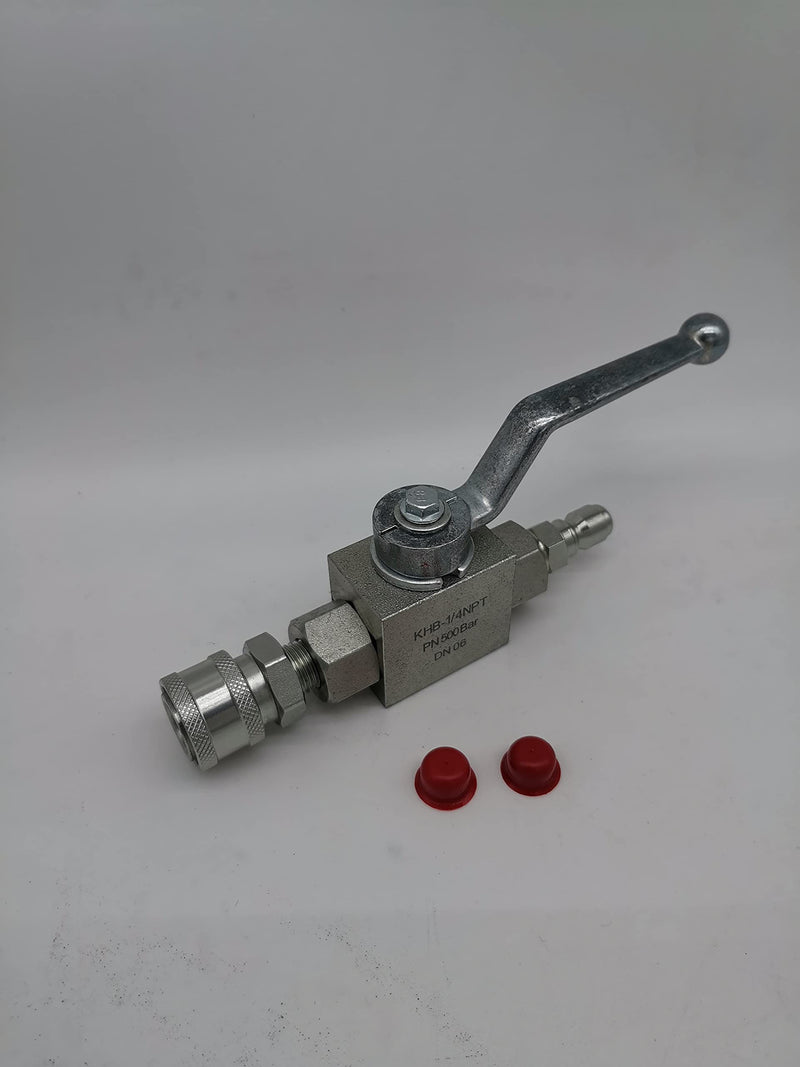 [Australia - AusPower] - KHB-1/4NPT 7250 PSI High Pressure Shut-Off Ball Valves 2 Way 1/4 " NPT KHB Hydraulic Ball Valve Including 1/4 Quick Connect Plug With PTFE Tape 