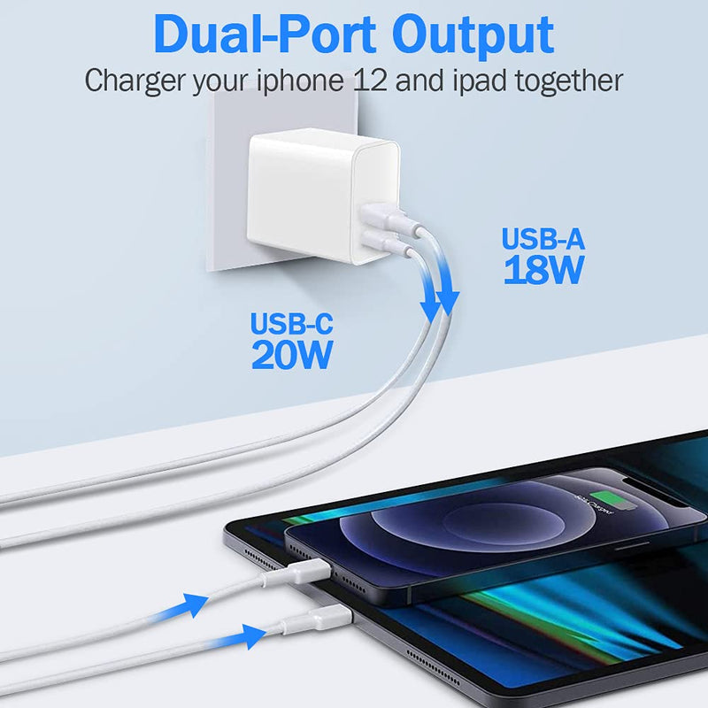 [Australia - AusPower] - Fast iPhone 13 Charger Block, 20W PD Dual Port USB C Wall Charger Charging Brick for iPhone 13/13 Pro/13 Pro Max/13 Mini, Compatible Apple Watch Charging Block 7 Se, iPhone 12 Pro Max Charger Block 