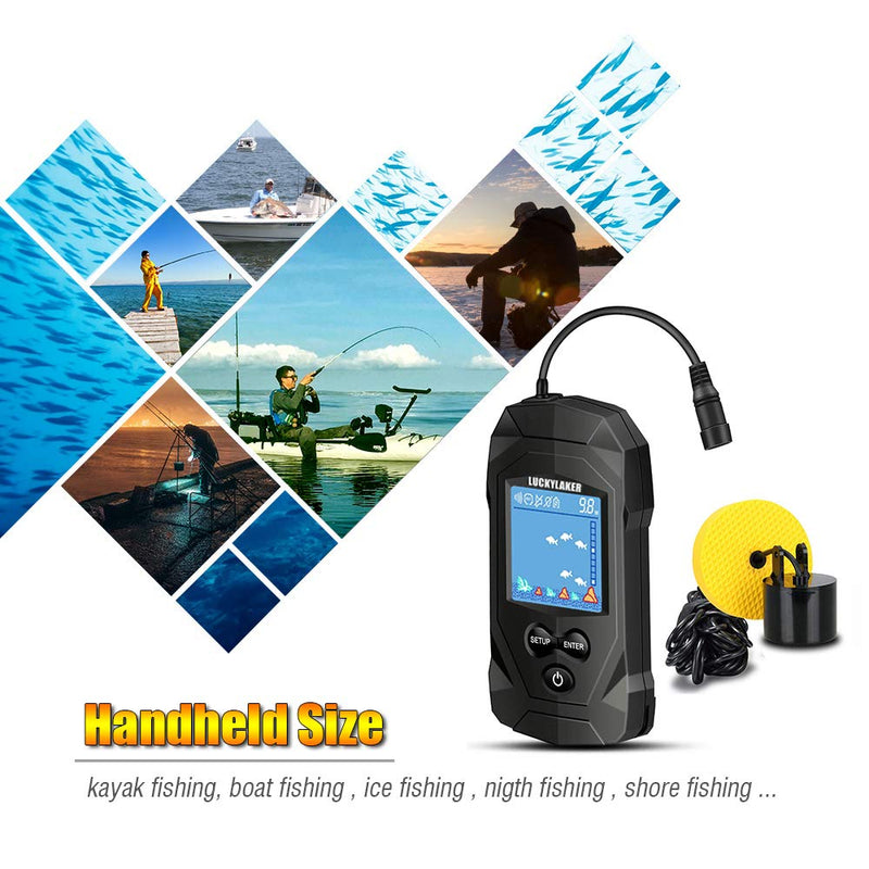 [Australia - AusPower] - LUCKYLAKER Water Boat Fish Finders Depth Portable Handheld Fish Finder Transducer Wired Ice Fishing Finders Sonar 