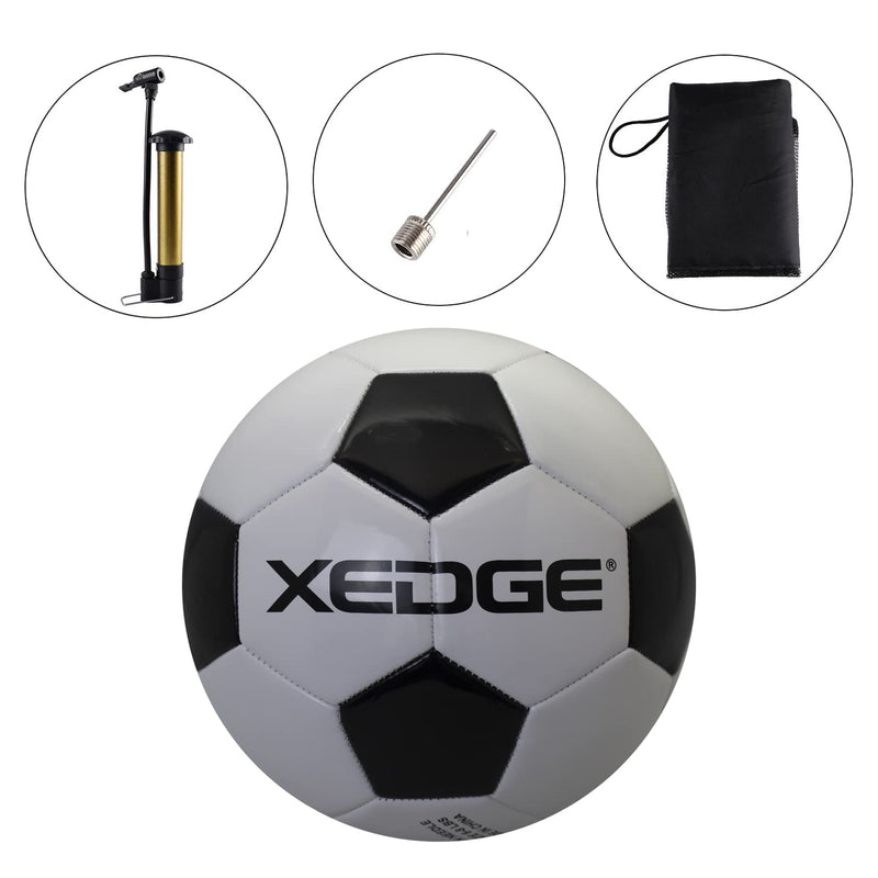 [Australia - AusPower] - XEDGE Official Size Soccer Ball,Size 5 Training Ball for Girls,Boys,Youth Teenagers,Adults,Machine Stitched for Indoor Outdoor Play black and white size 4 