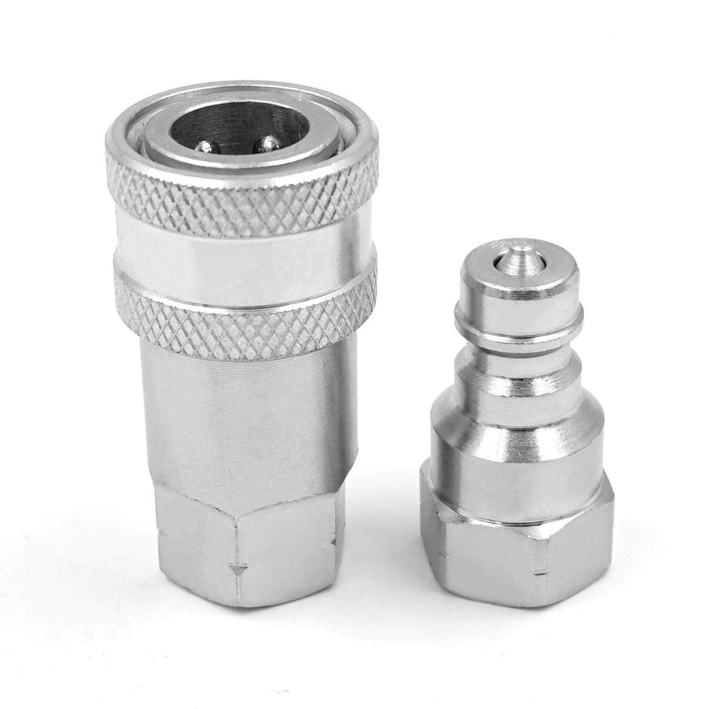 [Australia - AusPower] - 1/4" NPT Thread ISO A Hydraulic Quick Connect Coupling Coupler with Dust Caps 