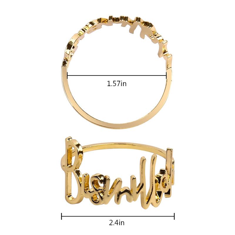 [Australia - AusPower] - Bismillah Letter Napkin Rings Set of 6, Metal Napkin Ring Holder Set Alphabet Napkin Buckles Holder Table Decor for Wedding, Party, Christmas, Thanksgiving (Gold) Gold 