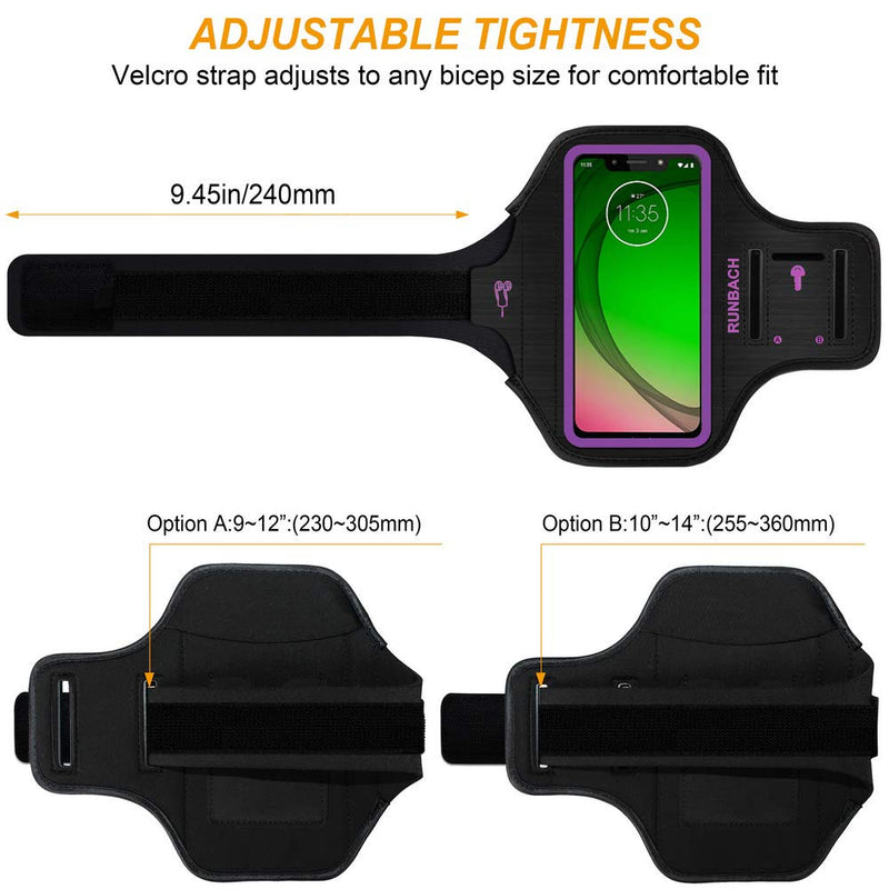 [Australia - AusPower] - RUNBACH Sweatproof Running Armband for Motorola One Fusion/Edge Series/E7 Power/E7 Plus/G Stylus/G Power/G Play/G9 Play/G9 Plus/G9 Stylus/G30/G10(Purple) Purple 