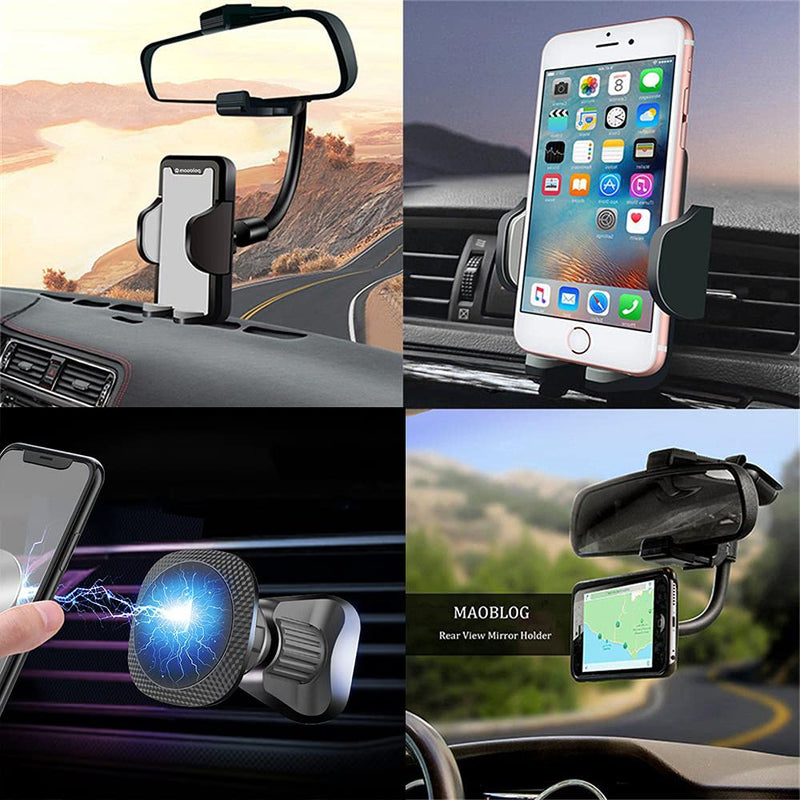 [Australia - AusPower] - MAOBLOG Car Phone Holder Mount Rearview Mirror Air Vent Holder 2 Pieces Clip and Magnetic Free Combination Multifunctional Mount for iPhone 12/11/X Max/XR/X,Samsung Galaxy S10/S9/S8 Etc.(Gray) Gray 