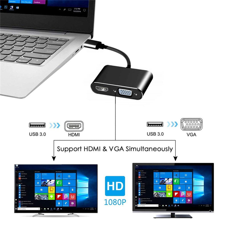 [Australia - AusPower] - CY USB 3.0 2.0 to HDMI VGA HDTV Adapter Cable External Graphics Card for Windows Laptop 