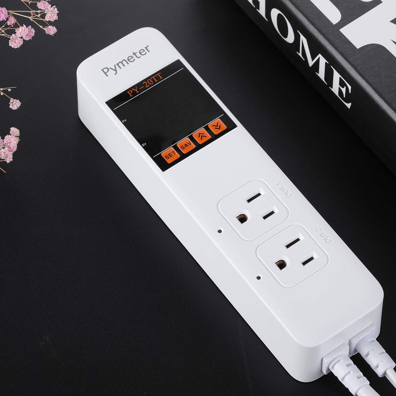 [Australia - AusPower] - Pymeter Digital Temperature Controller Dual Probe Reptile Thermostat Controlled Outlet Cooling Heating Pad Heat Mat Thermostat for Reptiles Homebrew Aquarium Greenhouse Terrarium Carboy Heater 10A 1200W 