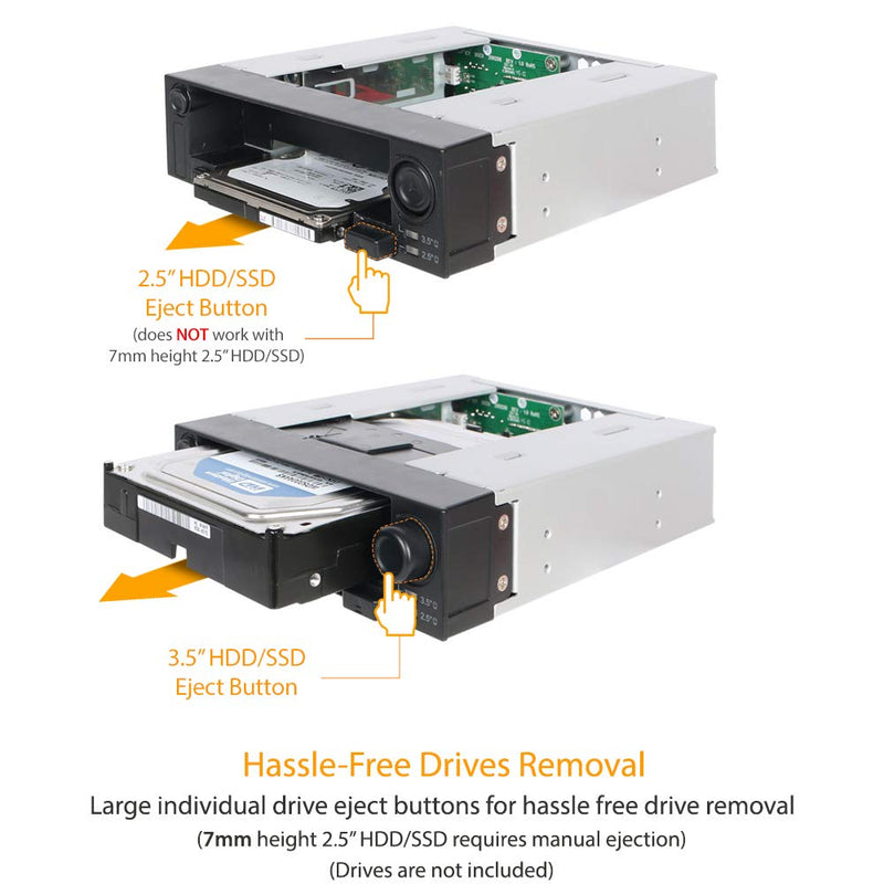 [Australia - AusPower] - ICY DOCK 2.5" & 3.5" SATA HDD/SSD Hot Swap Mobile / Caddy / Docking for External 5.25" Bay | DuoSwap MB971SP-B 