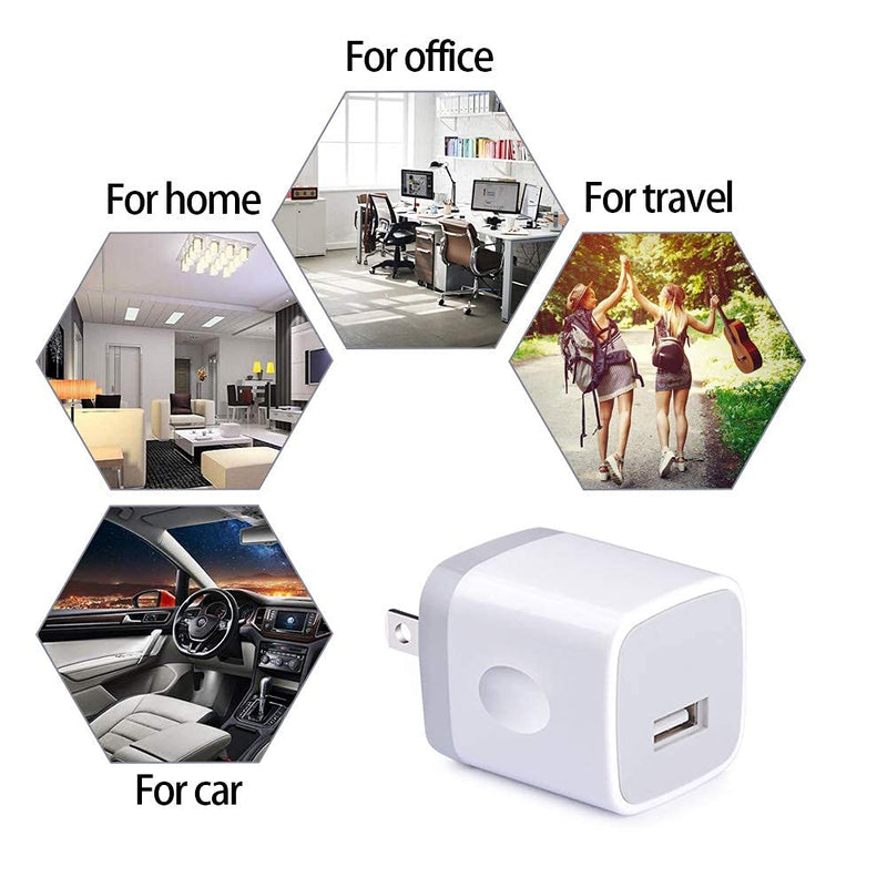 [Australia - AusPower] - USB Wall Charger, CableLovers 1A/5V 3-Pack Travel USB Plug Charging Block Brick, Charger Power Adapter Cube Compatible Phone Xs/XS Max/X/8/7/6 Plus, Galaxy S9/S8/S8 Plus, Moto, Kindle, LG White #1 