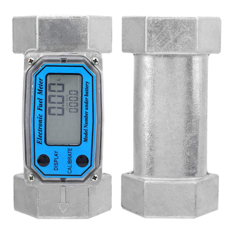 [Australia - AusPower] - Hilitand Mini Digital Turbine Flowmeter Diesel Kerosene Gasoline Fuel Flow Meter 15-120L 1.5inch NPT Blue 